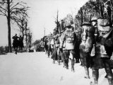 World War I  American Engineers Marching to the Front in France  1918