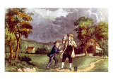 Benjamin Franklin Demonstrating the Identity of Lightning and Electricity  June 1752