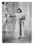 Sarah Bernhardt  French Actress  Dressed in Costume as Joan of Arc  Holding a Flag  1900