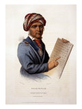 Se-Quo-Yah  Holding Cherokee Alphabet  1828