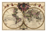 French World Map Shows Nautical Exploration Routes and Political Boundaries  1720