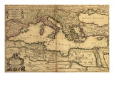 1685 Map of the Mediterranean Sea and Coastal Lands
