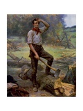 Abraham Lincoln Depicted as a Frontier Rail Splitter in 1909 Commemorative Portrait