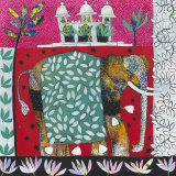 Pink Elephant with Lilies II