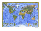 Physical World Map 1975