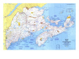 Maine  with the Maritime Provinces 1975 Map