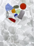 An array of colored sea glass