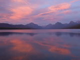 Fall sunset on Lake McDonald looking to the high peaks to the east