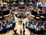 An high angle view of the New York Stock Exchange's trading floor