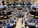 An high angle view of the New York Stock Exchange's trading floor