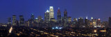 Buildings Lit Up at Night in a City  Comcast Center  Center City  Philadelphia