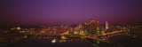 High Angle View of Buildings Lit Up at Night  Three Rivers Stadium  Pittsburgh  Pennsylvania  USA