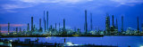Factory Lit Up at Dusk  Antwerp  Belgium