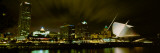 City Skyline with Milwaukee Art Museum at Night  Milwaukee  Wisconsin  USA