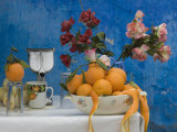 Close-up of Colorful Juice Stand with Flowers and Oranges  Kasbah of Oudaya  Rabat  Morocco