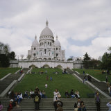 Group of People in Front of a Church  Basilique Du Sacre Coeur  Montmartre  Paris  France