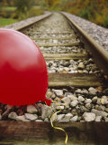 Close-up of a Balloon on a Railroad Track  Germany