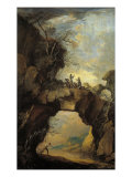 Landscape with Soldiers on a Natural Rock Arch