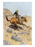 Cowboy Riding a Bronco on the Western Range