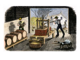 Farmers Pressing Apples to Make Cider  1800s