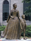 Statue of Abigail Adams with Son John Quincy Adams  Outside Adams Family's Church  Quincy  MA