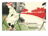 Victorian Drawing of Woman on Bicycle