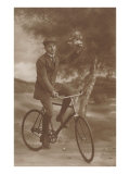 Photo of Man on Bicycle with Flowers