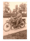 Pink Black and White of Man on Motorcycle