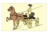 Woman in Hat with Trotting Horse