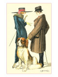 Couple on Street with St Bernard