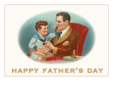 Happy Father's Day  Father and Son with Cigar Box