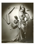 Topless Woman in Satin Skirt