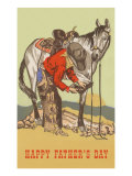 Cowboy Checking Horse's Hoof