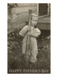 Happy Father's Day  Little Boy with Big Bat