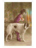 Woman in Purple with Borzoi