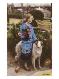 Woman with Roses and Borzoi