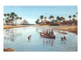 Village on Nile by Pyramids  Egypt