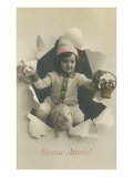 Child with Pig Bursting Through Paper