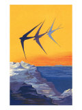 Three Swallows over the Sea