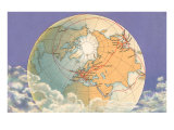 Polar Route Shone on a Globe