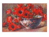Red Flowers in Bowl