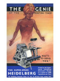 Semi-Nude Genie with Printing Press