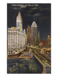 Wrigley Building at Night  Chicago  Illinois