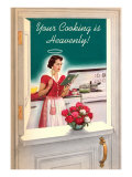 Your Cooking is Heavenly  Woman Reading Cookbook