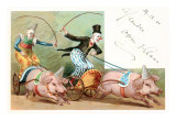 Clowns with Pig-Drawn Chariots