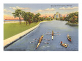 Sculls on Lincoln Park Lagoon  Chicago  Illinois