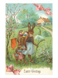 Easter Greetings  Spectacled Rabbit in Dress