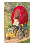 Happy Easter  Rabbit Driving Tractor