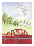 To Dad on Father's Day  with Dog in Convertible