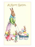 Happy Easter  Mother Rabbit with Pram